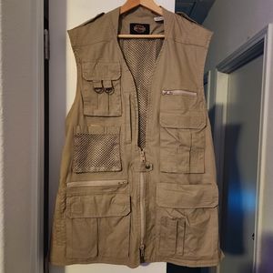Harley Davidson Mens Khaki Denim Sleeveless Shirt Vest XL Fishing Photographer